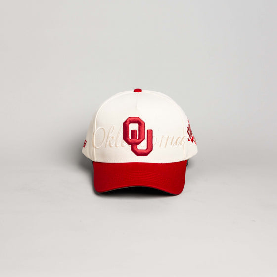 Oklahoma Stacked Script / Cream & Crimson