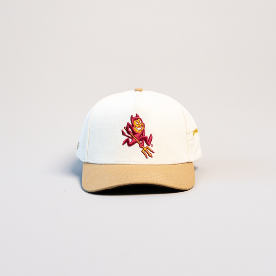 Arizona State Sun Devils Hat Cream & Tan Jobsite Snapback - Front Panel