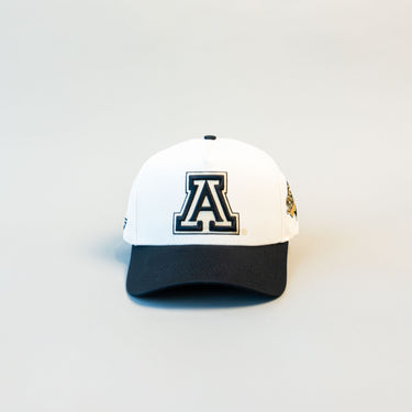 Arizona Wildcats Block A Hat White Black Brim Side Patch Snapback UofA - Front Panel