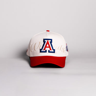Arizona Wildcats Hat Cream & Red Script Snapback - Front Panel