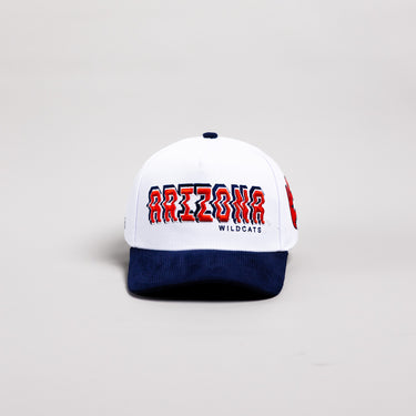 Arizona Wildcats Hat White & Navy Corduroy Stadium Pulse Snapback - Front Panel
