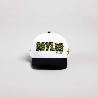 Baylor Bears Hat White & Black Corduroy Stadium Pulse Snapback - Front Panel