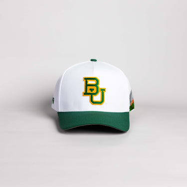 Baylor Bears Hat White & Green Suede Stadium Patch - Front Panel
