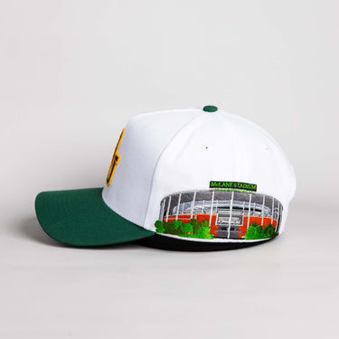 Baylor Bears Hat White & Green Suede Stadium Patch - Side Stadium