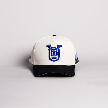 BYU Beetdigger Y Hat White Cotton Grey Suede Brim Stadium Patch Snapback - Front Panel