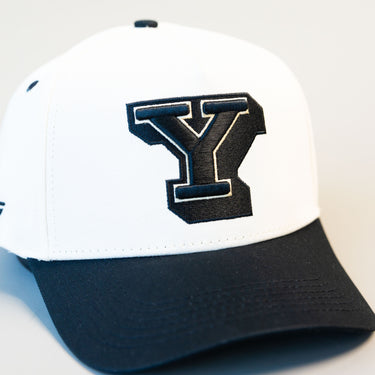BYU Cougars Block Y Hat White Black Brim Side Patch Snapback College BYU - Front Detail