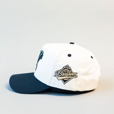 BYU Cougars Block Y Hat White Black Brim Side Patch Snapback College BYU - Side Patch