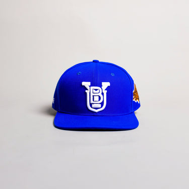 BYU Cougars Fitted Hat Royal Blue White BYU Monogram - Front Panel