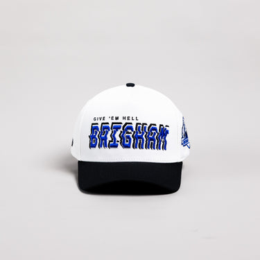BYU Cougars Hat White & Black Corduroy Stadium Pulse Snapback - Front Panel