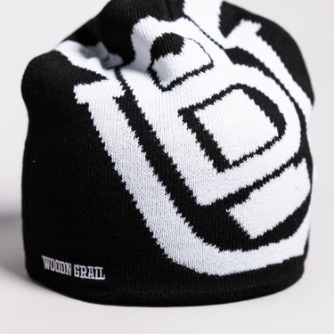BYU Cougars Tilt Beanie Black & White Block B Knit - Front Detail