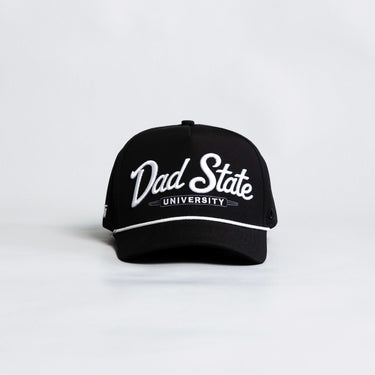 Dad State University Hat Black Performance Rope Snapback - Front Panel
