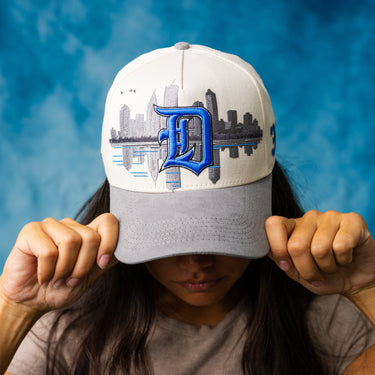 Detroit Hat Cream & Grey Suede Skyline 313 Snapback - On Model Lifestyle