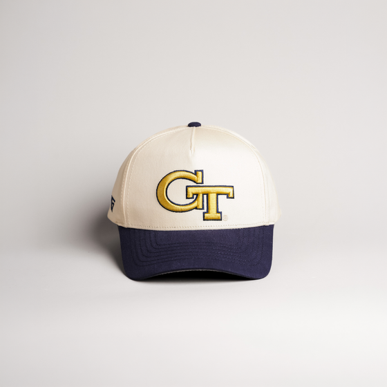 Georgia Tech Yellow Jackets Hat Cream & Navy Home Crowd - Front Panel