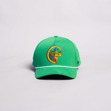 Hawaii Rainbow Warriors Hat Green Tee Box Performance Rope Snapback - Front Panel