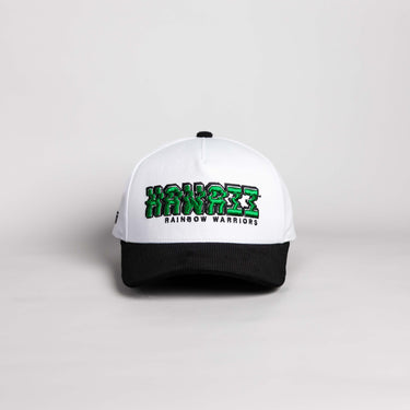 Hawaii Rainbow Warriors Hat White & Black Corduroy Stadium Pulse Snapback - Front Panel