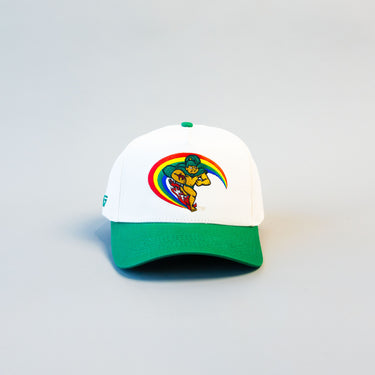 Hawaii Warriors Hat White Green Brim Rainbow Warriors Snapback UH College - Front Panel