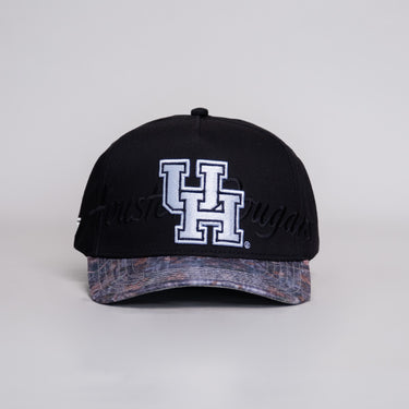 Houston Cougars Camo Hat Black White UH Logo Snapback University Camo - Front Panel