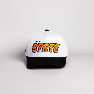 Idaho State Bengals Hat White & Black Corduroy Stadium Pulse Snapback - Front Panel