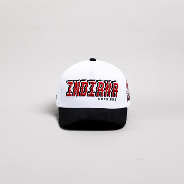 Indiana Hoosiers Hat White & Black Corduroy Stadium Pulse Snapback - Front Panel