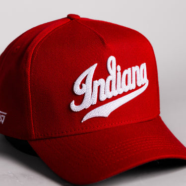 Indiana Hoosiers Script Hat All Crimson Hoosiers Pennant Patch Snapback - Front Detail