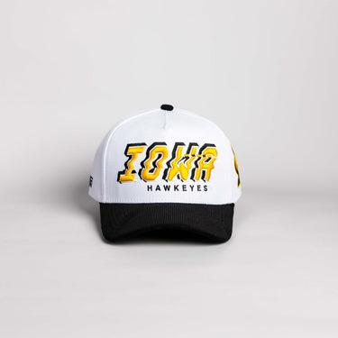 Iowa Hawkeyes Hat White & Black Corduroy Stadium Pulse Snapback - Front Panel