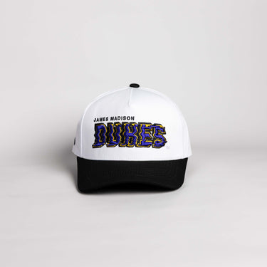 James Madison Dukes Hat White & Black Corduroy Stadium Pulse Snapback - Front Panel