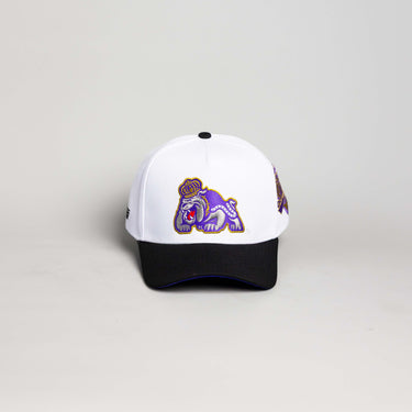 James Madison Dukes Hat White & Black Suede Color Splash - Front Panel