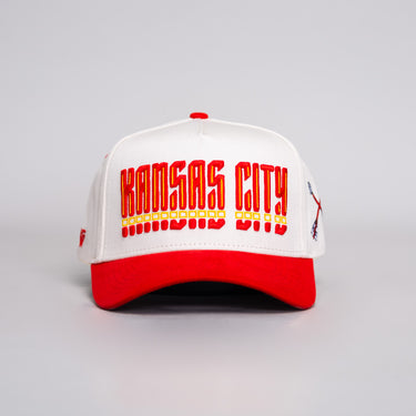 Kansas City Hat Cream and Red Suede Snapback - Front Panel