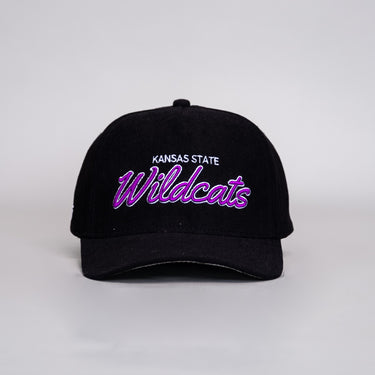 Kansas State Corduroy Hat - Black with Purple Script - Front Panel