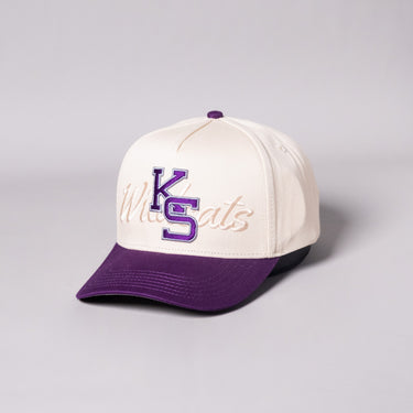 Kansas State Wildcats Hat Cream & Purple KS Snapback - Angled View