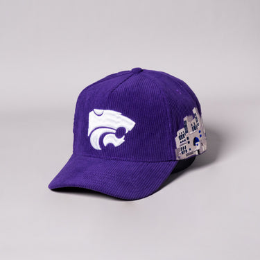 Kansas State Wildcats Stadium Hat Purple Corduroy Grey Underbrim Snapback - Angled View