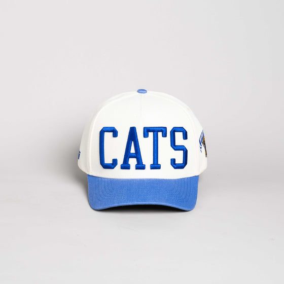 Kentucky Wildcats Hat Cream & Blue Suede Sun Fade Snapback - Front Panel
