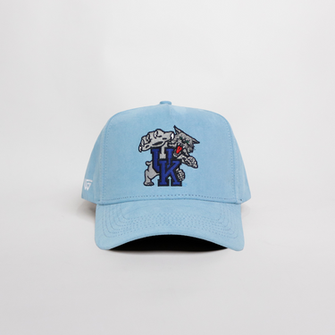 Kentucky Wildcats Suede Hat Powder Blue Wildcat Logo Snapback All-Suede UK - Front Panel