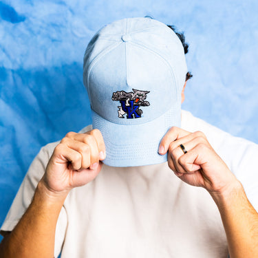 Kentucky Wildcats Suede Hat Powder Blue Wildcat Logo Snapback All-Suede UK - On Model Lifestyle