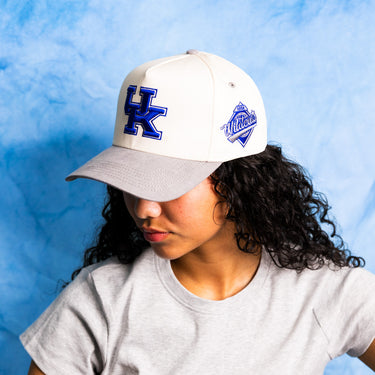 Kentucky Wildcats UK Hat Cream Grey Suede Brim Wildcats Patch Snapback UK - On Model Lifestyle
