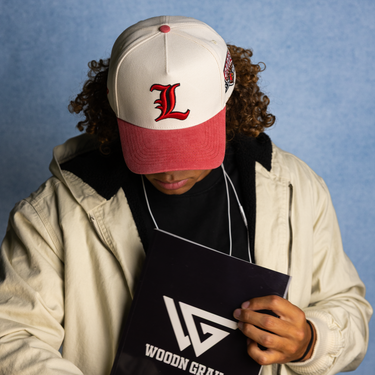 Louisville Cardinals Hat Cream & Cardinal Sun Fade Snapback - On Model Lifestyle