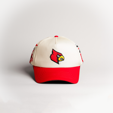 Louisville Cardinals Hat Cream & Red Home Crowd Snapback - Front Panel