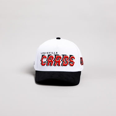 Louisville Cardinals Hat White & Black Corduroy Stadium Pulse Snapback - Front Panel
