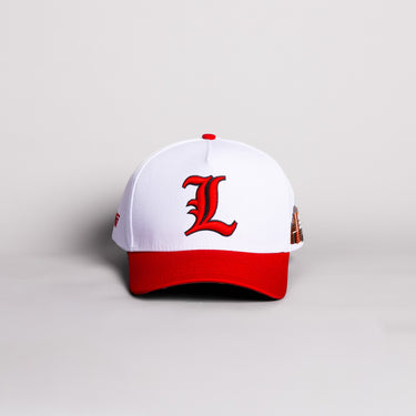 Louisville Cardinals Hat White & Red Side Stadium Snapback - Front Panel