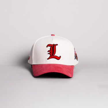 Louisville Cardinals Old English L Hat Cream Cotton Cardinal Suede Brim Cards Patch Snapback - Front Panel