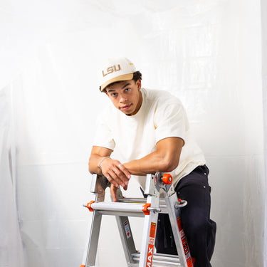 LSU Tigers Hat Cream & Tan Jobsite Snapback - On Model Lifestyle