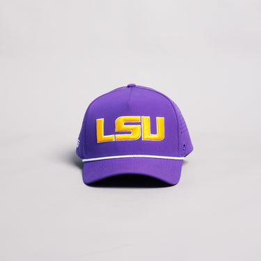 LSU Tigers Hat Purple Tee Box Performance Rope Snapback - Front Panel