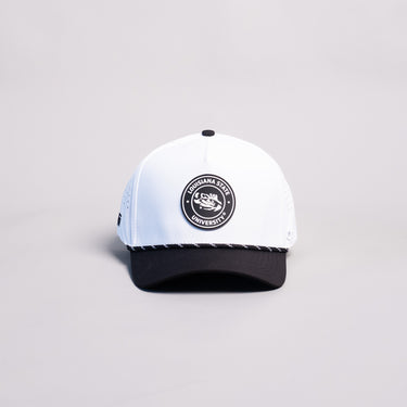 LSU Tigers Hat White Black Tee Box Performance - Front Panel