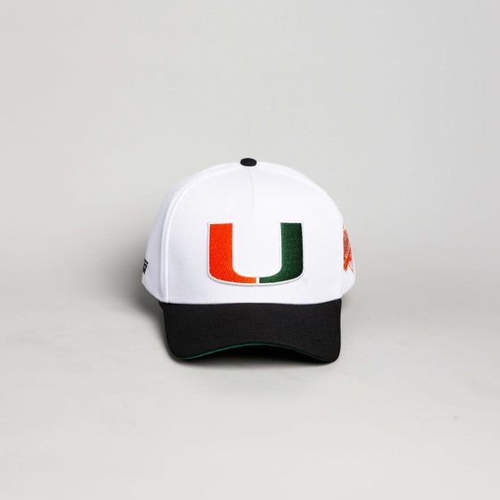 Miami Hurricanes Hat White & Black Color Splash Snapback - Front Panel