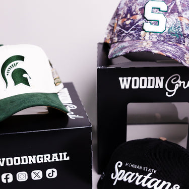 Michigan State Spartans 3 Hat Bundle White Camo & Black - Front Detail