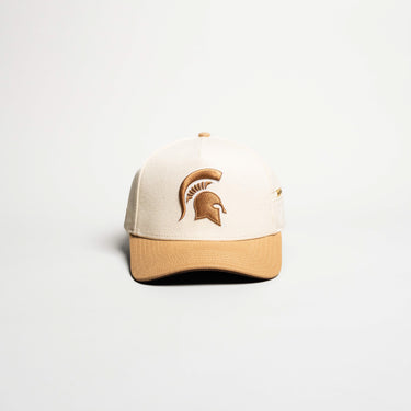 Michigan State Spartans Hat Cream & Tan Jobsite Snapback - Front Panel