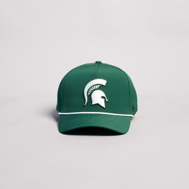 Michigan State Spartans Hat Green Tee Box Performance Rope Snapback - Front Panel