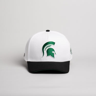 Michigan State Spartans Hat White & Black Color Splash Snapback - Front Panel