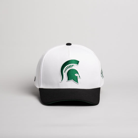 Michigan State Spartans Hat White & Black Color Splash Snapback - Front Panel