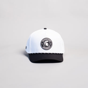 Michigan State Spartans Hat White & Black Tee Box Performance Rope Snapback - Front Panel